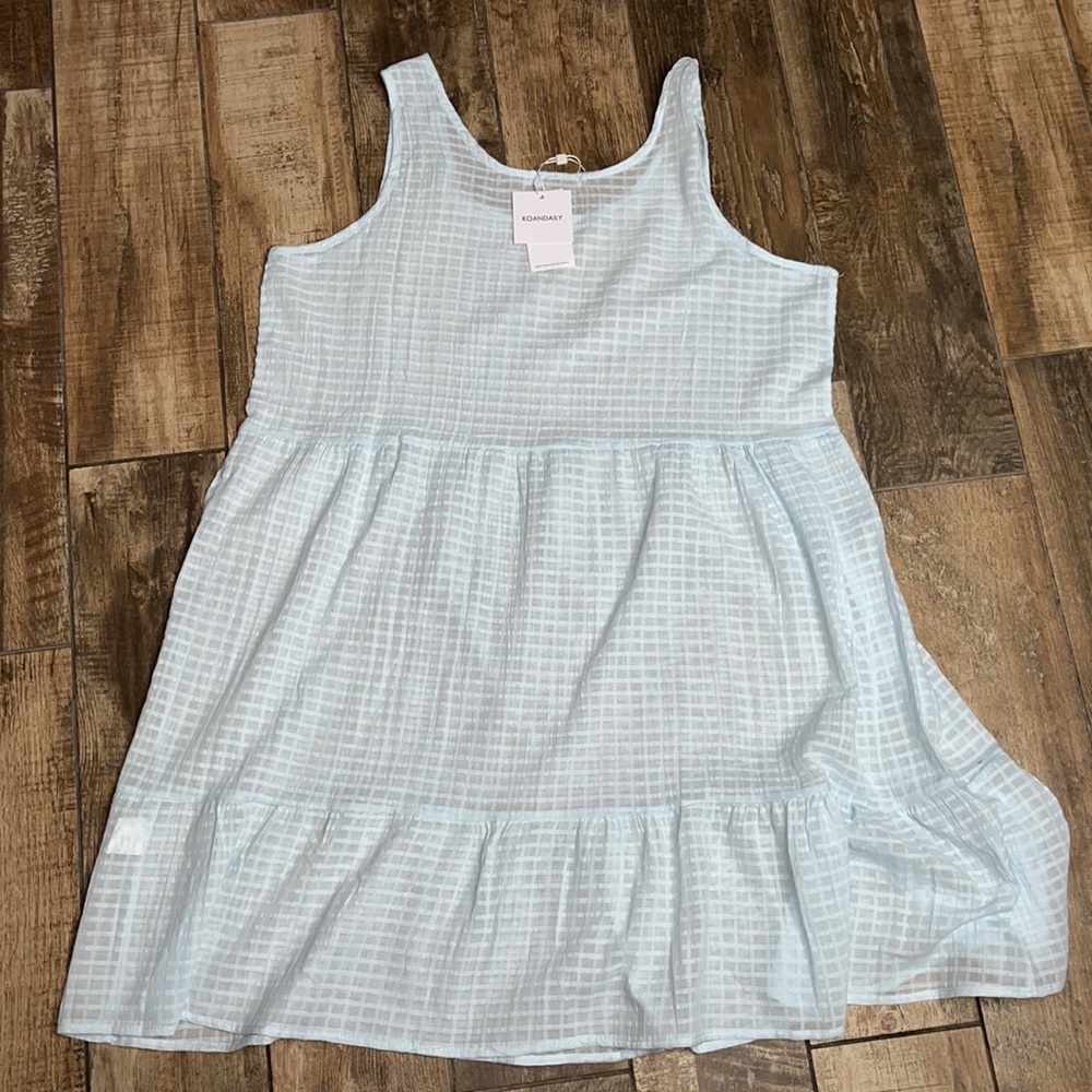 Koandaily dress baby blue mini peasant dress boho  coquette sheer sz 3xl nwt - Picture 4 of 6